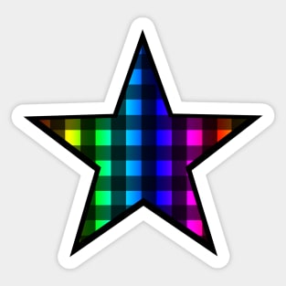 Rainbow and Black Buffalo Plaid Star Sticker